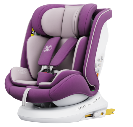 BUF BOOF® P100 i-Size R129 gyerekülés 40–150 cm, 360°-ban forgatható ISOFIX autósülés oldalsó ütközésvédelemmel, 165°-ig dönthető, Purple [8]