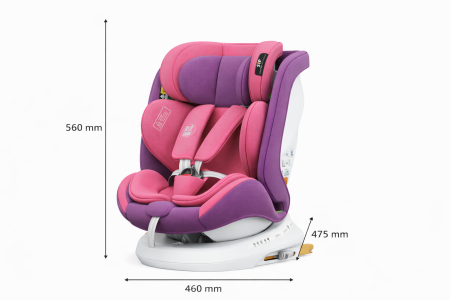 BUF BOOF® TWT Plus DELUXE i-Size R129 360°-ban forgatható ISOFIX autósülés 40–150 cm 0–36 kg UnicornPink [6]