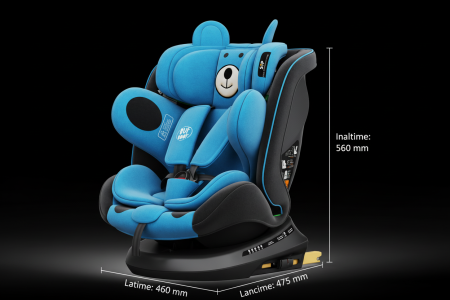 BUF BOOF® TWT Plus DELUXE i-Size R129 360°-ban forgatható ISOFIX autósülés 40–150 cm 0–36 kg UrsBlue [8]