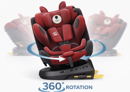 BUF BOOF TWT Plus iSize Autósülés, 360 °-os, 0-36 kg-os forgatással, 40-150 cm, UrsRed [8]