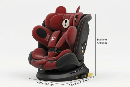 BUF BOOF TWT Plus iSize Autósülés, 360 °-os, 0-36 kg-os forgatással, 40-150 cm, UrsRed [5]