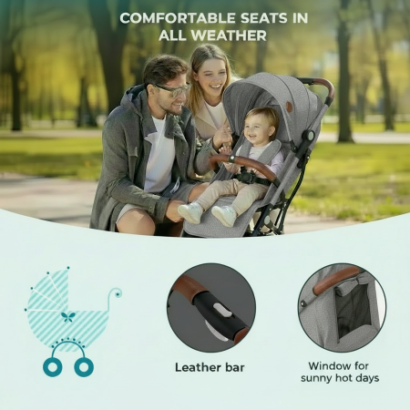 BUF BOOF® S-16 Könnyű sport babakocsi, 0–36 hónap, teljesen vízszintes 180°-os dönthetőség, összecsukható rendszer trolley funkcióval [5]