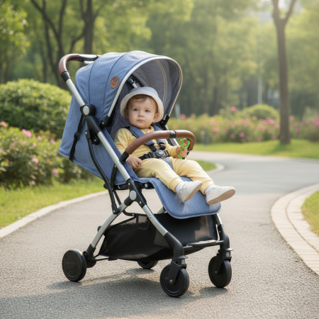 BUF BOOF® S-16 Könnyű sport babakocsi, 0–36 hónap, teljesen vízszintes 180°-os dönthetőség, összecsukható rendszer trolley funkcióval LightBlue [4]