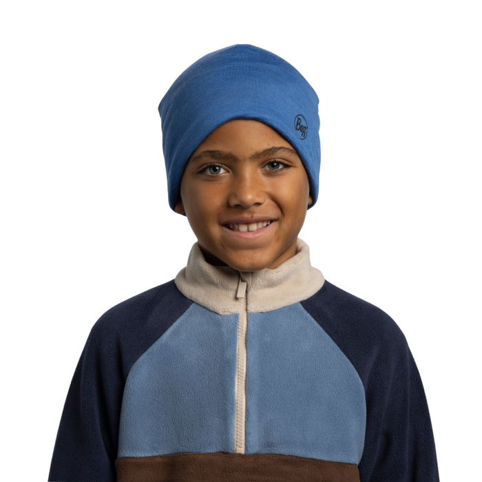 Caciula junior merino wool Reversible - Royal-Grey [8]