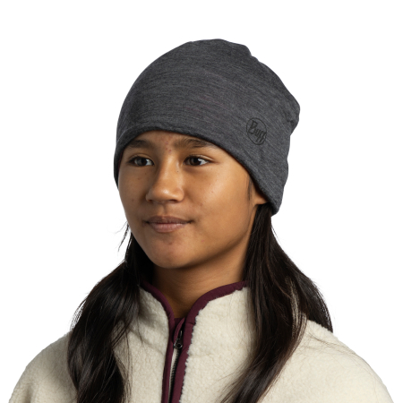 Caciula junior merino wool Reversible - Fluor fuchsia-Grey [4]