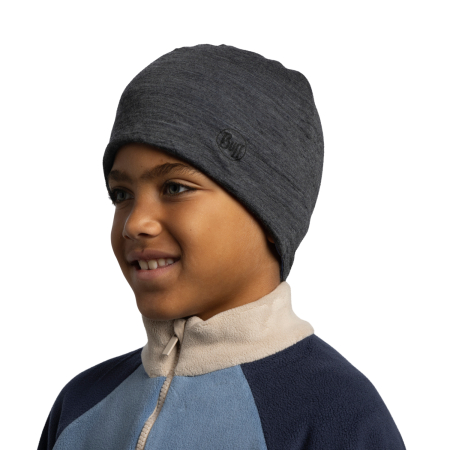 Caciula junior merino wool Reversible - Royal-Grey [6]
