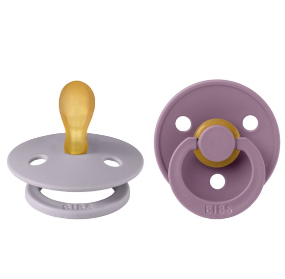 BIBS - Set 2 suzete Colour Latex, tetina simetrica, 0 luni + Fossil Grey/Mauve [2]