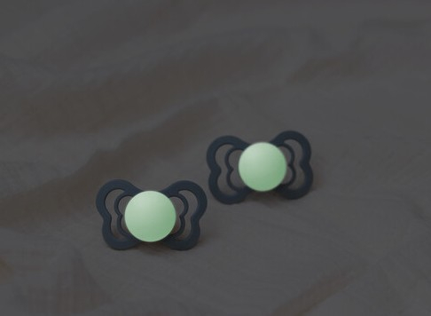 Bibs - Set 2 suzete Fosforencente Couture GLOW Silicon, tetina anatomica, 6 luni +  Sage/Cloud [3]