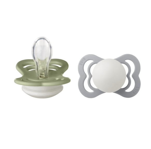 BIBS - Set 2 suzete Supreme Fosforescente GLOW Silicon, tetina simetrica, 0 luni + [1]