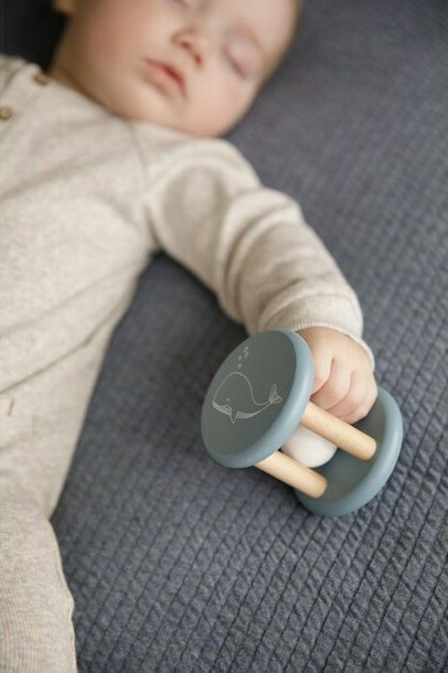 Jucărie din lemn pentru bebeluși cilindru cu bilă Albastra [2]