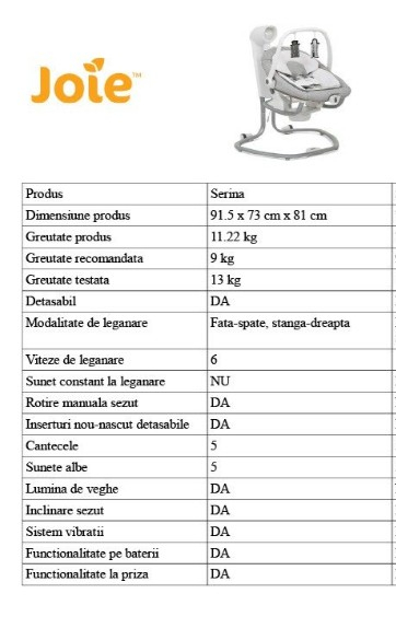 Leagan si balansoar pentru copii Joie Serina 2 In 1 rotativ Logan [7]