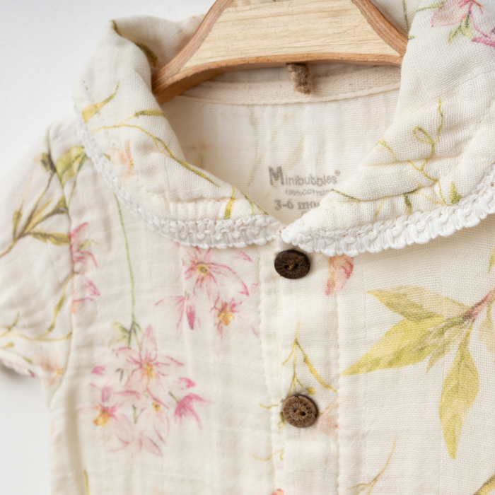 Overall Muselina Bebe Scurt Flori Dantela [2]