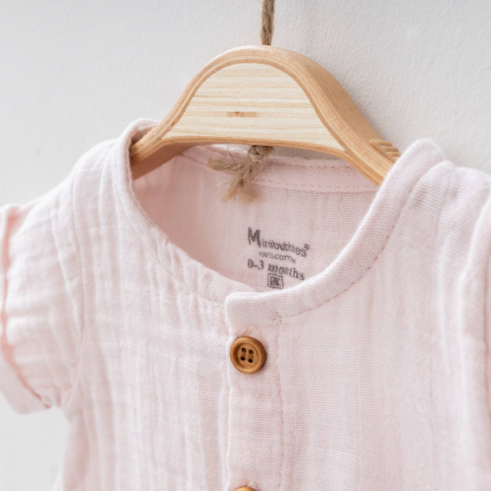 Overall Muselina Bebe Scurt Roz [3]