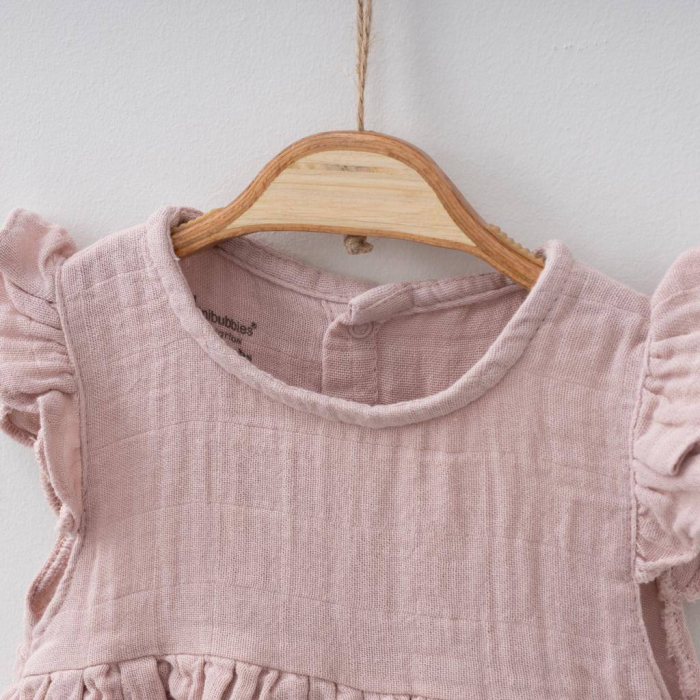 Rochie Bebe Fetite Muselina Mov Maneca Scurta [3]