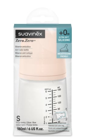 ESENȚIALE BEBE - SUAVINEX ZERO ZERO BIBERON ANTICOLICI CU DEBIT LENT 180ML