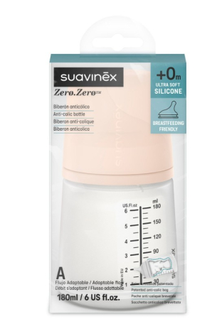 Biberoane & Accesorii - SUAVINEX ZERO ZERO BIBERON ANTICOLICI CU DEBIT VARIABIL 180ML