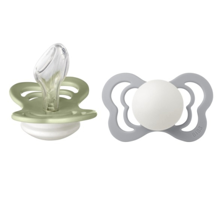 Suzete & Accesorii - Bibs - Set 2 suzete Fosforencente Couture GLOW Silicon, tetina anatomica, 6 luni +  Sage/Cloud