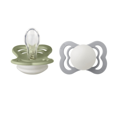 Suzete & Accesorii - BIBS - Set 2 suzete Supreme Fosforescente GLOW Silicon, tetina simetrica, 0 luni +