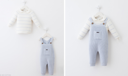 Set premium bumbac - Bluza cu salopeta cu buzunar Bleu [1]