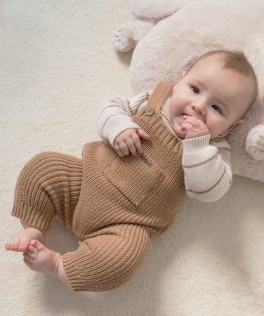 Set premium bumbac - Bluza cu salopeta cu buzunar Maro [2]
