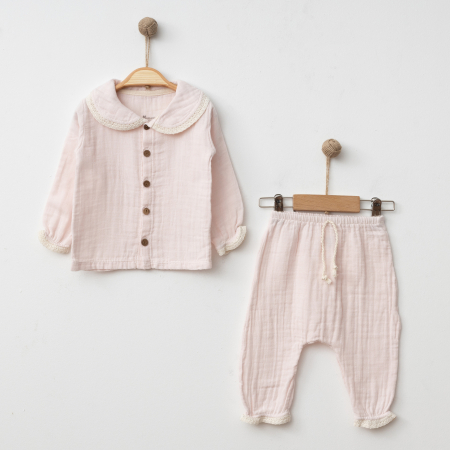 COSTUMAȘE - Costum Muselina Bebe Fetita Roz