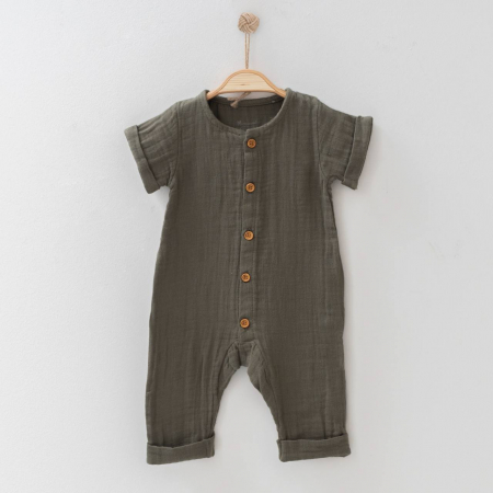 MUSELINE - Overall Muselina Bebe Scurt Army