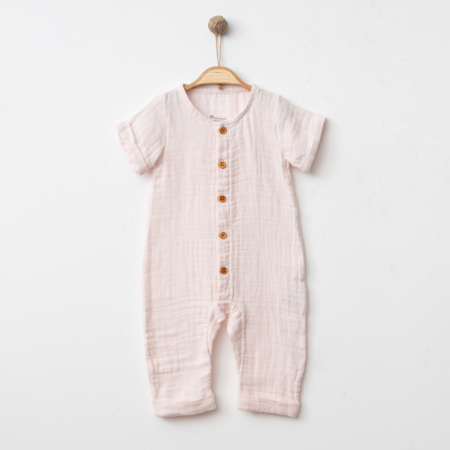 MUSELINE - Overall Muselina Bebe Scurt Roz