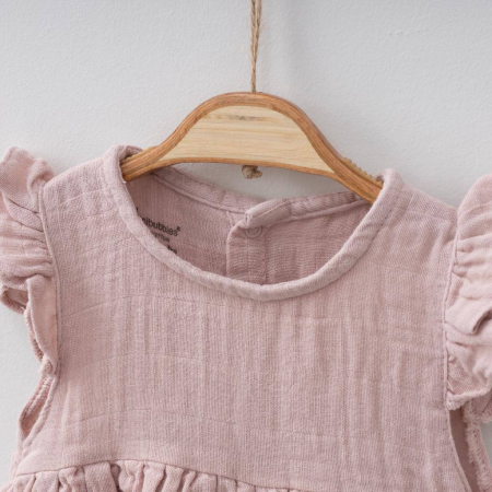 Rochie Bebe Fetite Muselina Mov Maneca Scurta [2]