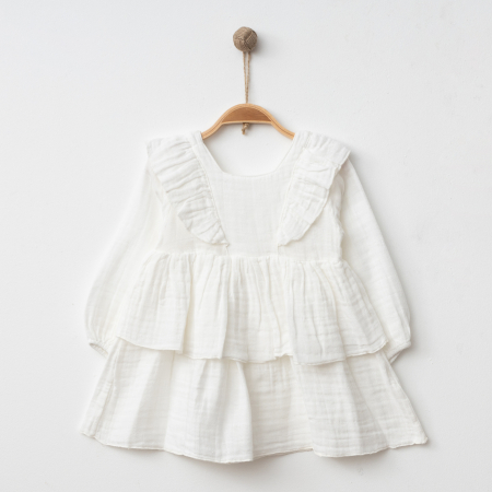 ROCHII - Rochie Fete Muselina Funda Alba