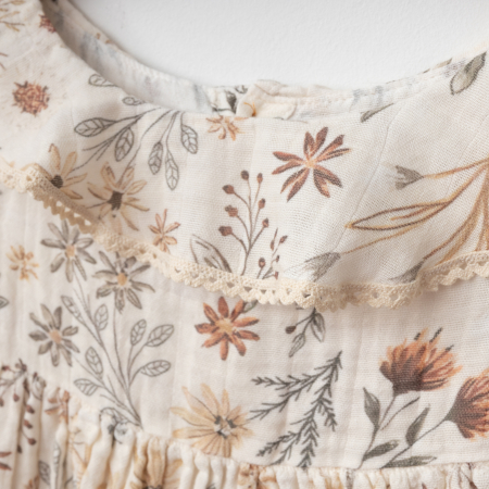 Set Rochie si Bandana Bebelusi Fete Muselina  Flori [1]