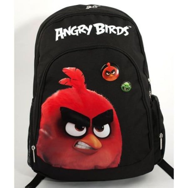 Ghiozdan Gimnaziu Angry Birds Negru cu Rosu Pigna si minge cadou [1]