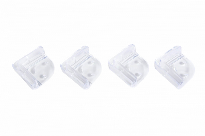 Set 4 protectii triunghi silicon transparent, 4.2x1.9x0.8 cm