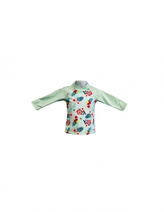 Tricou maneca lunga, anti-iritatii si cu grad mare de protectie solara, marimea 0, mint floral