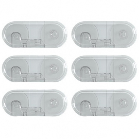 Set 6 sigurante fixe pentru usi si sertare dulap, transparent, 9.6x4x1.5 cm [0]