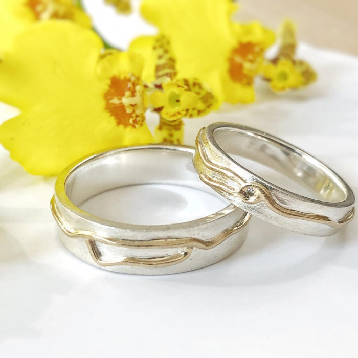 Verighete I'MPERFECT - Fir de aur 14k si diamant natural - argint 925 [2]