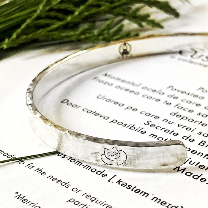 Bratara Custom Made Cuff ciocanita muchii - argint 925 [5]