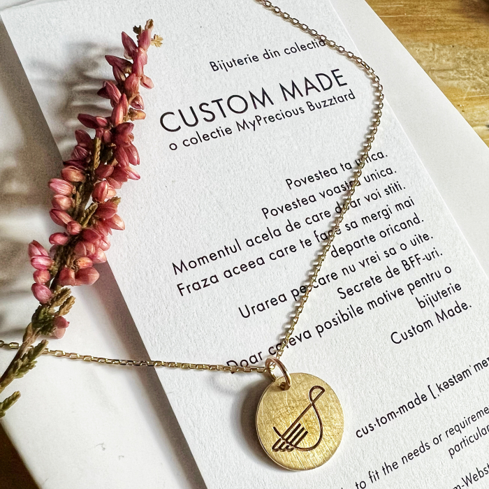 Colier Custom Made - ban gravat și lanț - aur 14k [5]