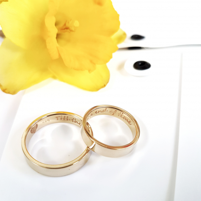 Verighete Loove - Plate cu muchii drepte, lucioase - aur 14k [2]