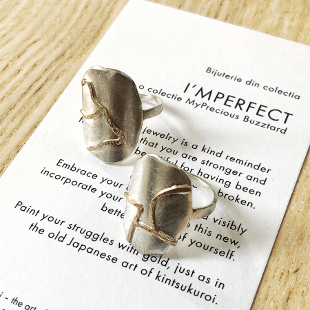 I'Mperfect - Inel oval I'MPERFECT - argint 925 si aur 14k