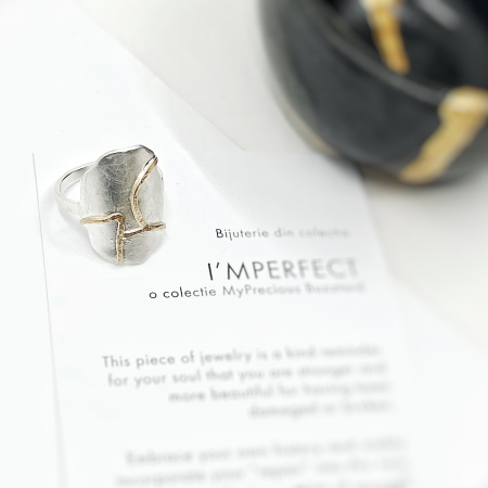 I'Mperfect - Inel oval I'MPERFECT - argint 925 si aur 14k