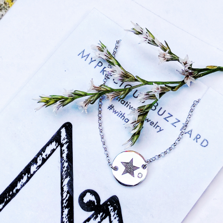 Bratari - Bratara cu lant Tu Vei Avea Stele Care Rad cu ban, stea si diamant - aur 14k