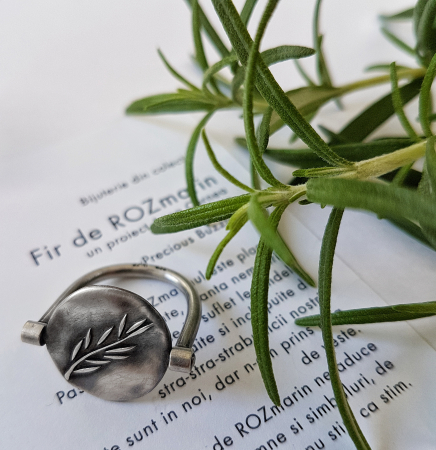 Fir de ROZmarin - Inel Fir de ROZmarin cu ban care se invarte - argint 925