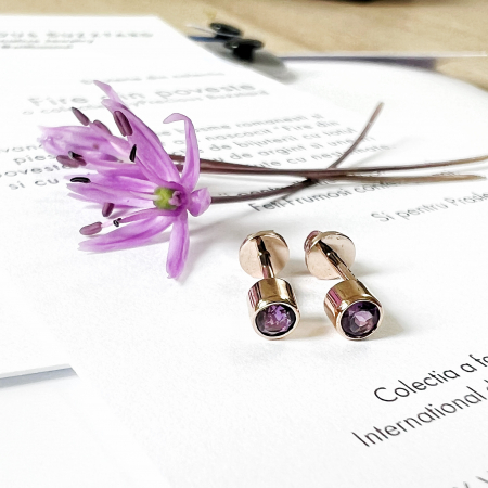 Cercei - Cercei Fire din poveste cu filet si ametiste naturale - aur 14k