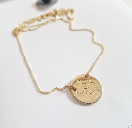 Colier Custom Made - ban gravat și lanț - aur 14k [2]