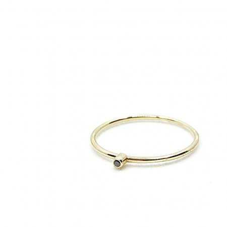 Inel Fire din poveste cu diamant natural negru 1,3 mm - aur 14k [4]