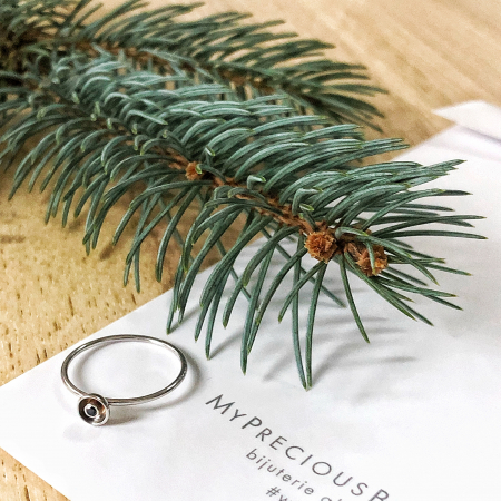 Inel Fire din poveste cu diamant natural negru - aur 14k [1]