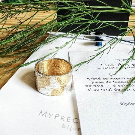 EA - Inel Fire din poveste lat 11 mm - aur 14k argintat