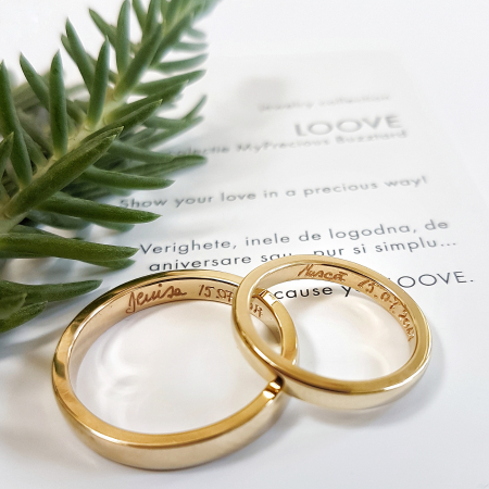 Verighete Loove - Plate cu muchii drepte, lucioase - aur 14k [6]