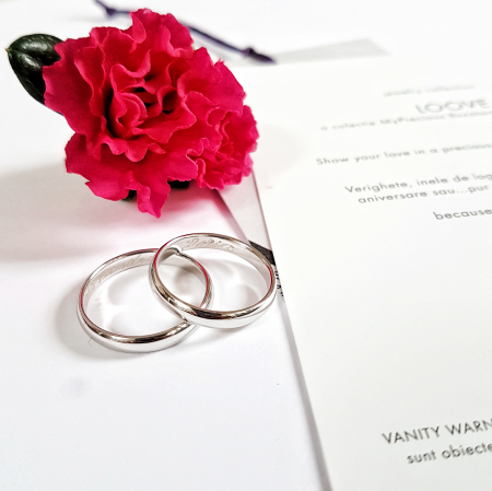 BRIDAL - Verighete Loove - Semibombate - aur 14k