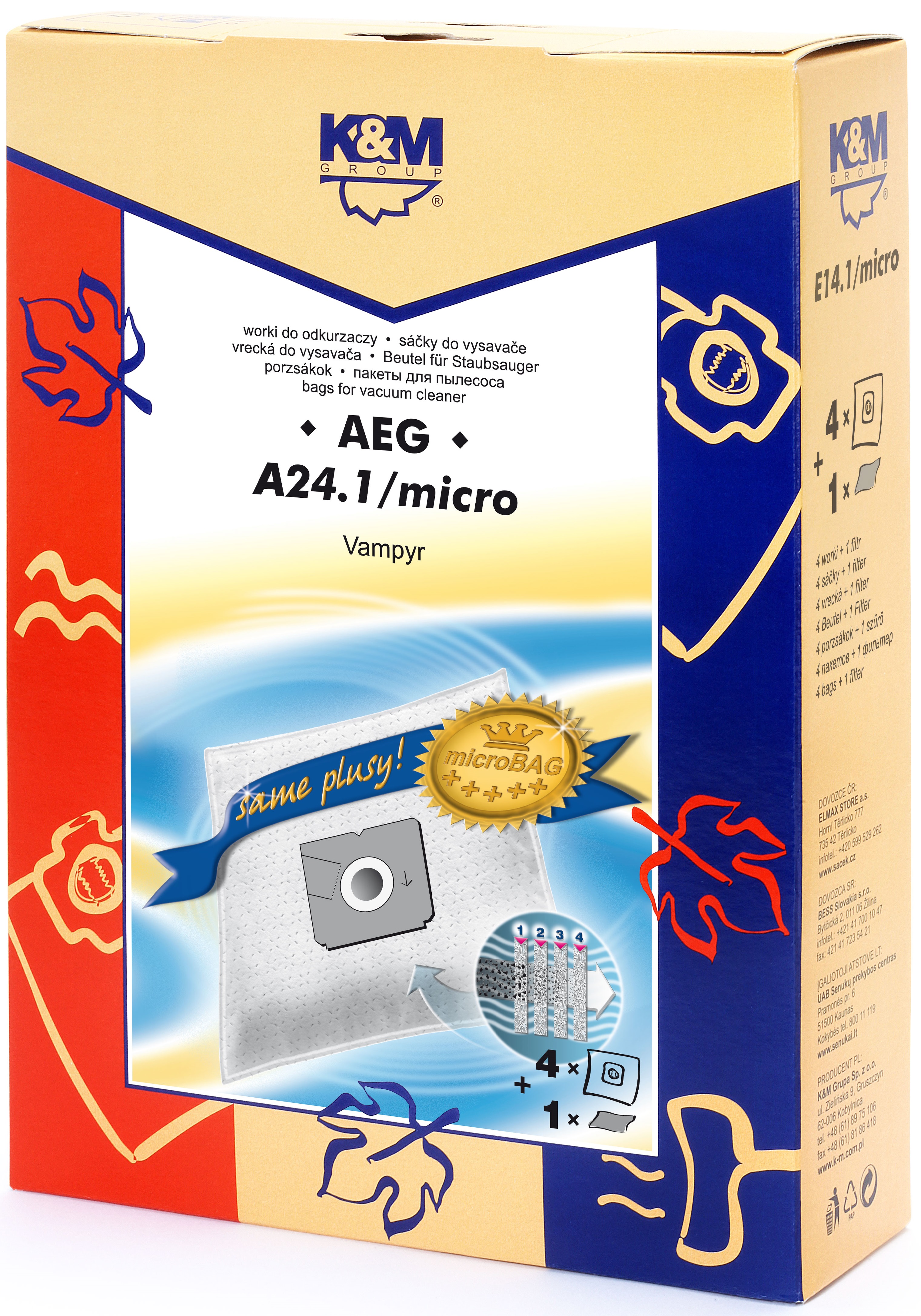 Sac aspirator AEG GR 28, sintetic, 4 saci + 1 filtru, K&M [1]